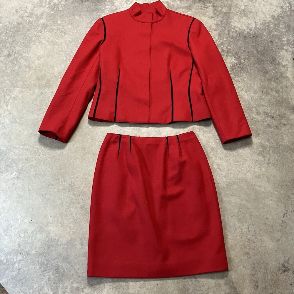 Carlisle Blazer Skirt Set Women 4 Wool Blend Career Office Professional Academia